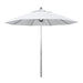 California Umbrella 9' Pole Push Lift SUNBRELLA With Silver Anodized Aluminum Pole - White Fabric