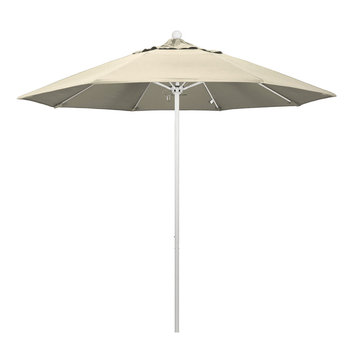 California Umbrella 9' Pole Push Lift SUNBRELLA With White Aluminum Pole - Antique Beige Fabric