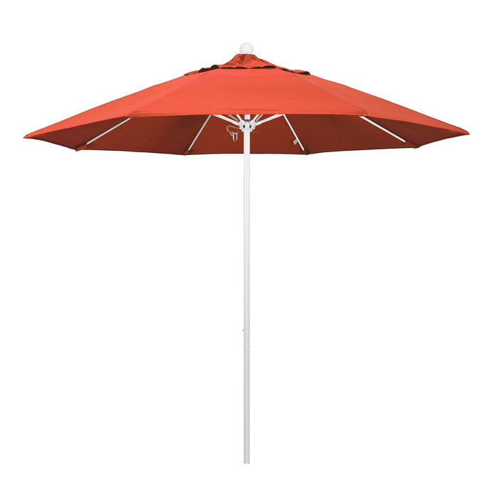 California Umbrella 9' Pole Push Lift SUNBRELLA With White Aluminum Pole - Sunset Fabric