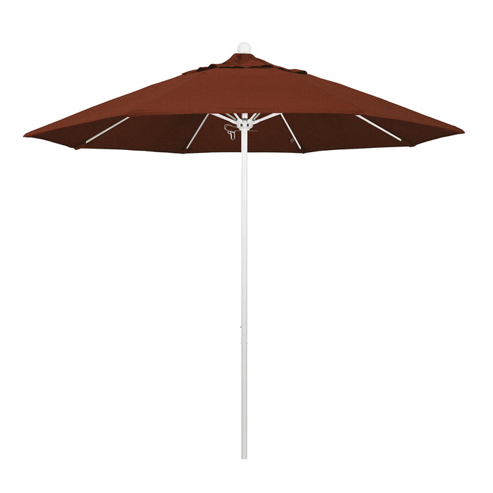California Umbrella 9' Pole Push Lift SUNBRELLA With White Aluminum Pole - Terracotta Fabric
