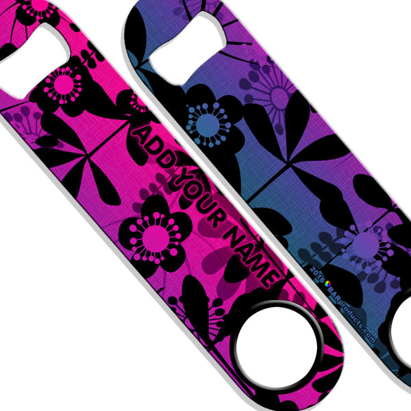 ADD YOUR NAME SPEED Bottle Opener – Abstract Flowers PINK