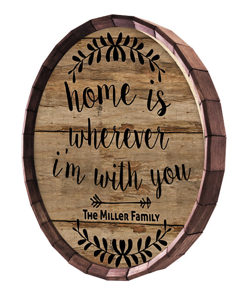 Custom Wood Barrel Top Sign – Home Is...