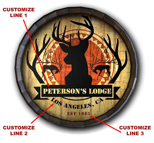 Custom Wood Barrel Top Sign – Deer Lodge