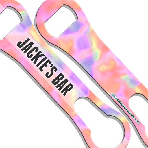 ADD YOUR NAME V-Rod® Bottle Opener - Watercolor Tie Dye - CORAL sample