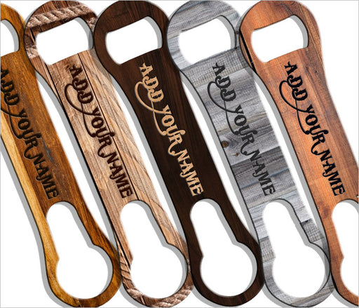 ADD YOUR NAME Customizable  V-ROD® Bottle Opener – Wood Patterns