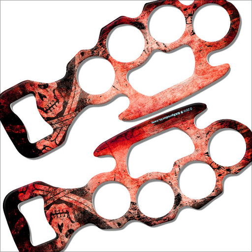 Kolorcoat™ Knuckle Buster Bottle Opener - Grunge Skulls - Red