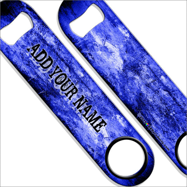 "ADD YOUR NAME" SPEED Bottle Opener – Grunge – Several Color Options - Blue