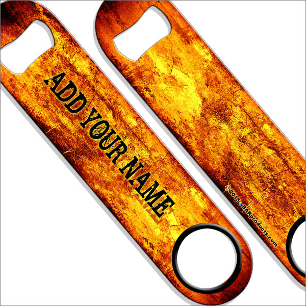 "ADD YOUR NAME" SPEED Bottle Opener – Grunge – Several Color Options - Gold