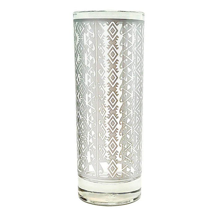 BarConic® Collins Glass - Silver Aztec Pattern - 9.5 ounce