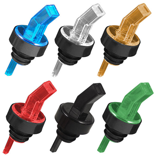 Liquor Pourers - Square Tip Screened - Packs of 12 - Color Options