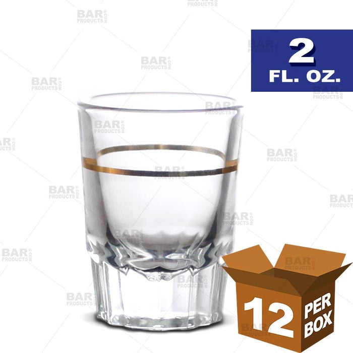 BarConic® Shot Glass (with Gold 1 oz Measure Line) - 2 oz [Box of 12]