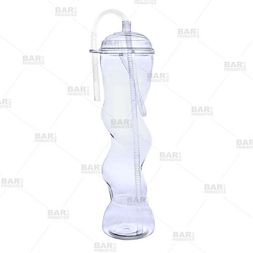 BarConic 22oz Twisted Party Yard Cup w/lid & handle [Assorted Colors] Clear