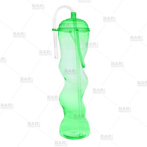 BarConic 22oz Twisted Party Yard Cup w/lid & handle [Assorted Colors] Green