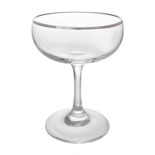 BarConic® Glassware - Silver Rimmed Coupe Cocktail Glass - 7 oz