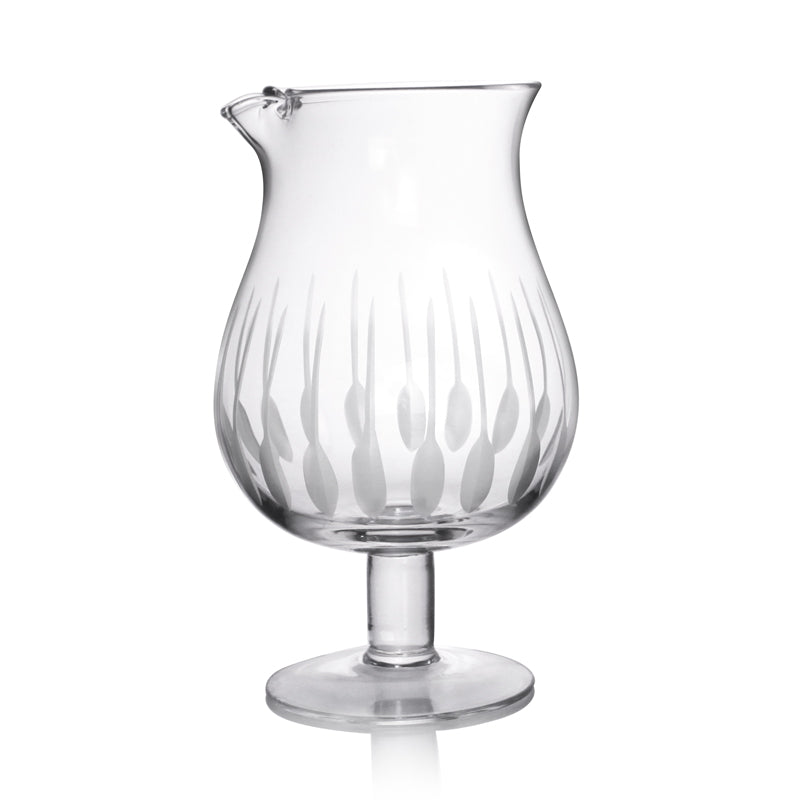 Feather Etched Stemmed Mixing Glass