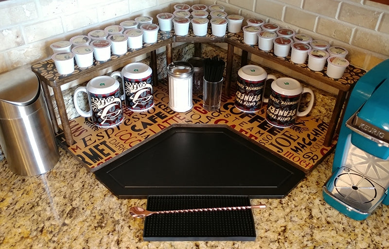 Counter Caddies - Natural - Corner Shelf - Culinary Black Cutting Board