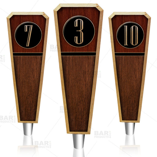 Numbered Beer Tap Handles - Oak Wood - Emblem