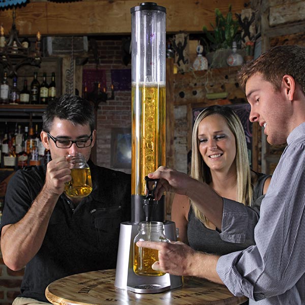 PlumWheat Beer Tower Dispenser, 3 Taps, Ice Tube for Party, KTV, Barbecue,  Restaurant, BT62, 3L