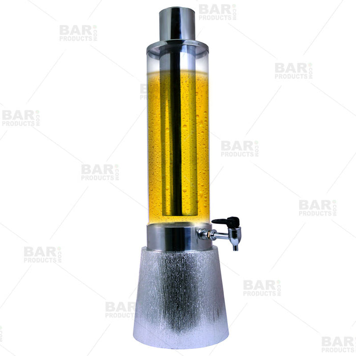 3L Cylinder Beer Tower Dispenser, Cold Beverage Storage Bar Party with Ice  Tube