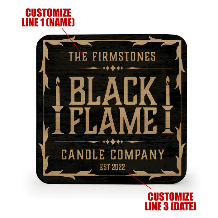 Wooden Square Coasters - Customizable - Halloween Black Flame Candle Company - Set of 4