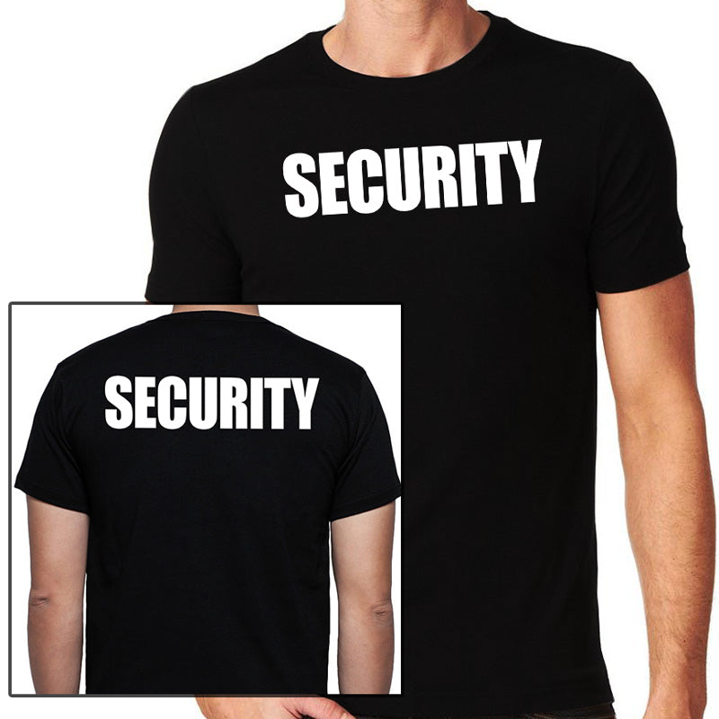 Security Front N Back Letter Print T Shirt Men