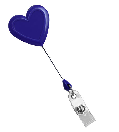 Heart Shaped Plastic Badge Reel Blue