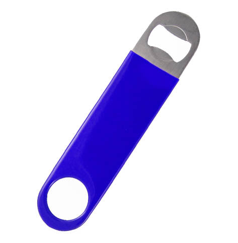 Speed Bottle Opener / Bar Key - Blue Vinyl Rubber Grip