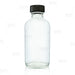 Boston Round Craft Bartending Bottle w/ Black Lid - Clear 4oz