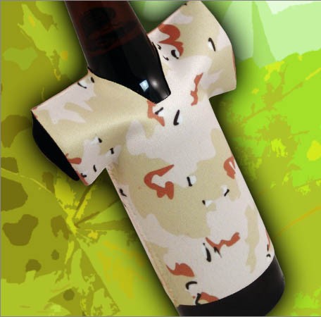 T-Shirt Style Bottle Coozie - Camo Desert