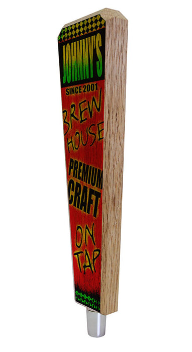 Oak Wood Beer Tap Handles - Flared Shape - Brew House - Red / Green - 10 inch