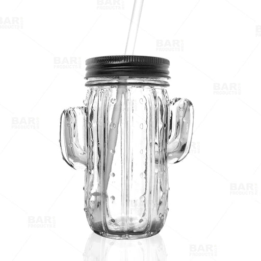 BarConic® Cactus Mason Jar Glass - W/ Lid