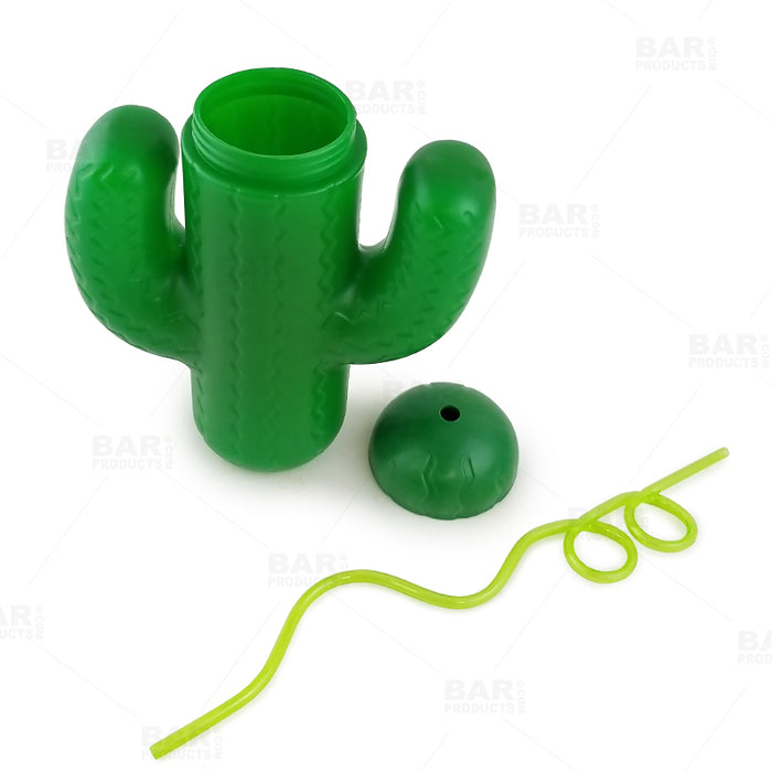 1pc Creative Cactus Shaped Glass Cup With Lid And Straw For Cold