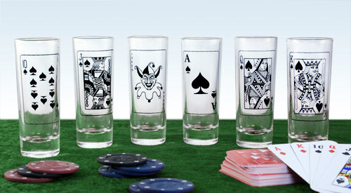 Pint Beer Glasses for Poker, Drinking Cups Set of 2 for Man Cave