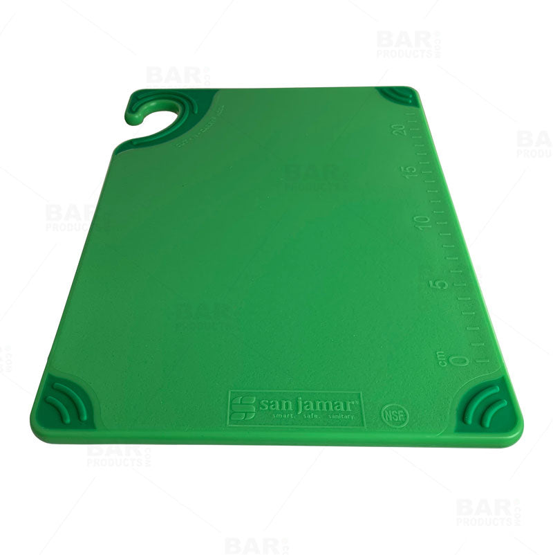 San Jamar Saf-T-Grip® 12 x 9 x 3/8 Yellow Cutting Board with Hook  CBG912YL