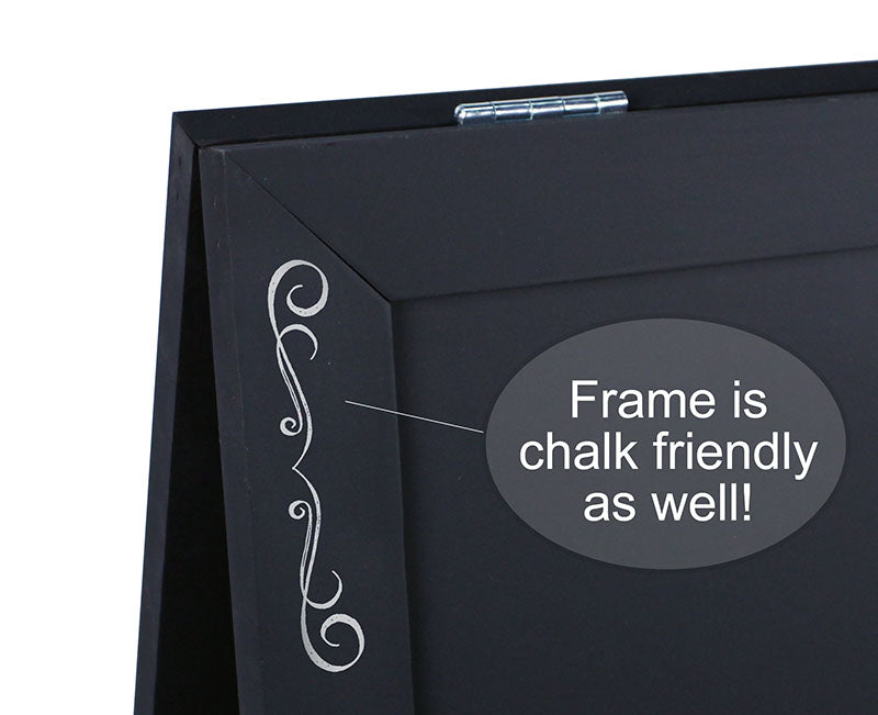 A-Frame Sidewalk Chalkboard Sign – Double Sided - Black Wood Frame
