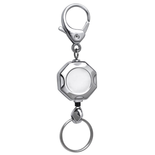 Chrome Octagon ID Retractable Badge Reel with Lobster Clasp Hook