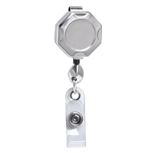Chrome Octagon ID Retractable Badge Reel
