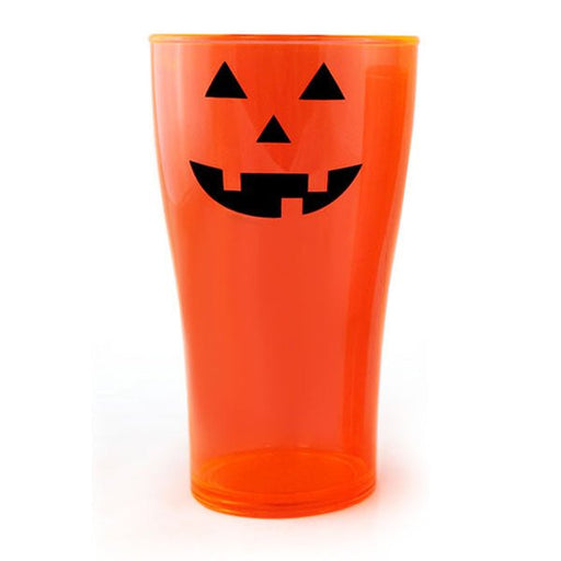 Classic Jack O'Lantern Polycarbonate Cup - Neon Orange - 2 Sizes Available - Bar Products - Drinkware