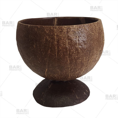 BarConic Real Coconut Cup - Lacquered Coconut Cup w/ Palm Tree Design - Lacquered