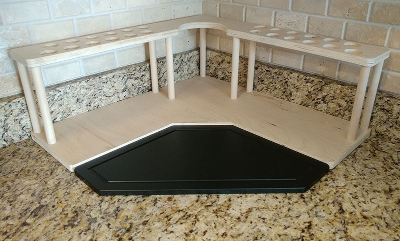 Kitchen Counter Shelf Coffee Organizer Counter Caddies™ BARISTA Theme  CORNER Shelf W/ K-CUP Holder Trash Can Insert 