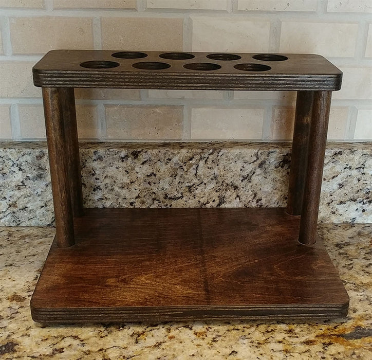 Counter Caddies™ - Walnut-Stained Straight Shelf - w/ K-Cup Holes - empty