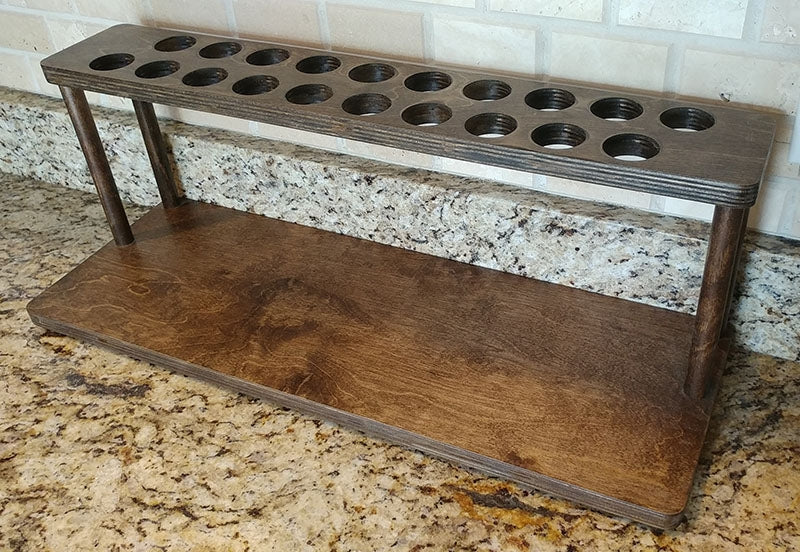 Counter Caddies™ - Walnut-Stained Straight Shelf - w/ K-Cup Holes - empty