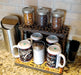 Counter Caddies™ - "BARISTA" Themed Artwork - Straight Shelf  - coffee mugs condiments