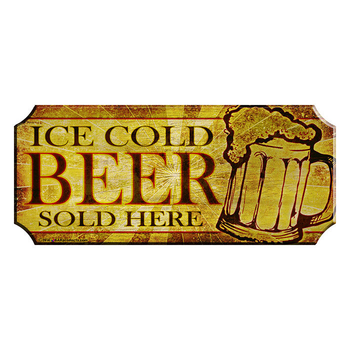 Wood Plaque Kolorcoat™ Bar Sign - Ice Cold Beer