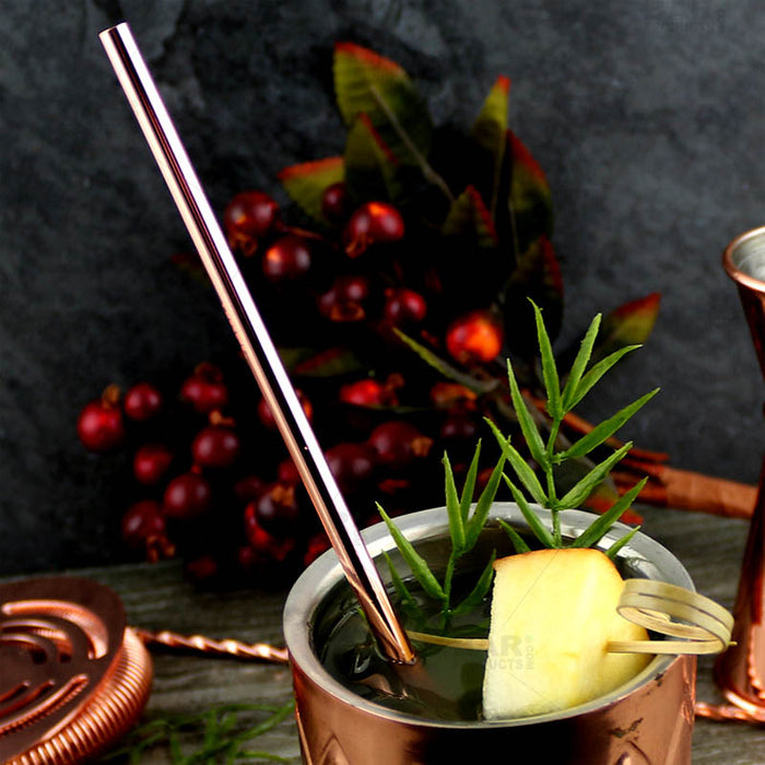 BarConic Copper Plated Curved Cocktail Straw