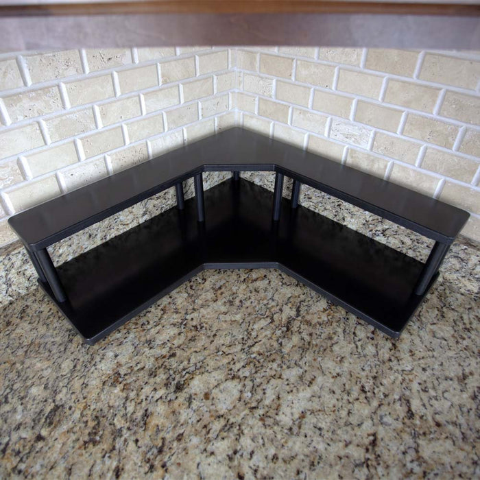Counter Caddies™ - Walnut-Stained Corner Shelf - Culinary Style - Available in Black - empty