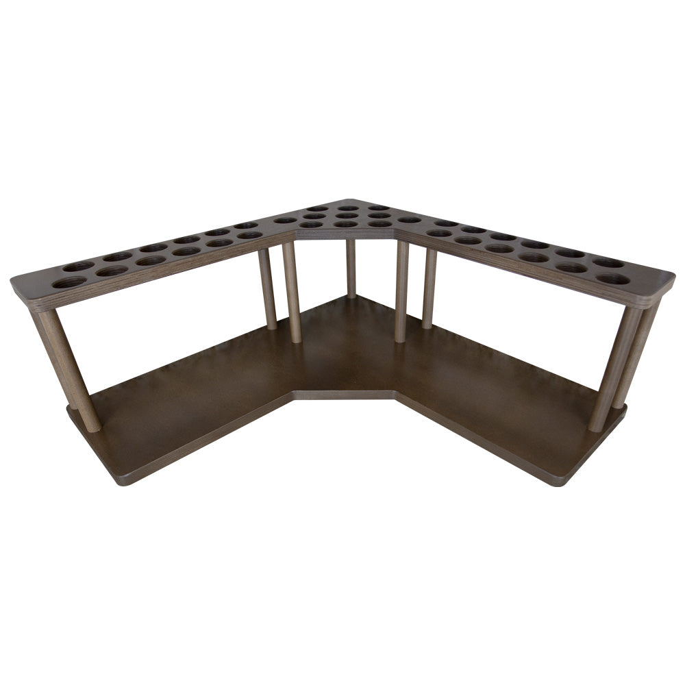Counter Caddies™ - Walnut-Stained Corner Shelf - Barista Style w/ K-CUP Holes