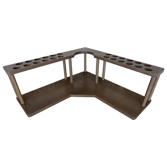 Counter Caddies™ - Walnut-Stained Corner Shelf - Barista Style w/ K-CUP Holes & Trash Can Inset