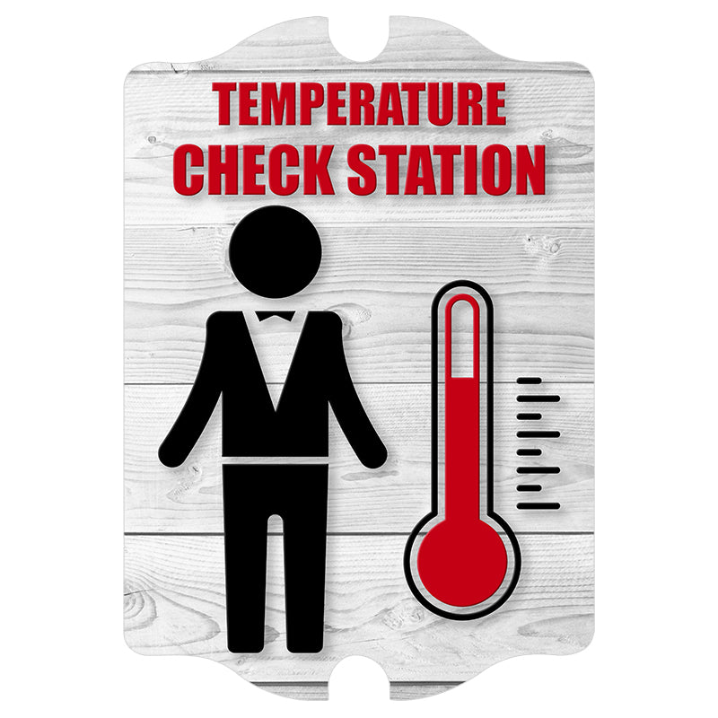 Wooden Tavern Sign - Temperature Check Station