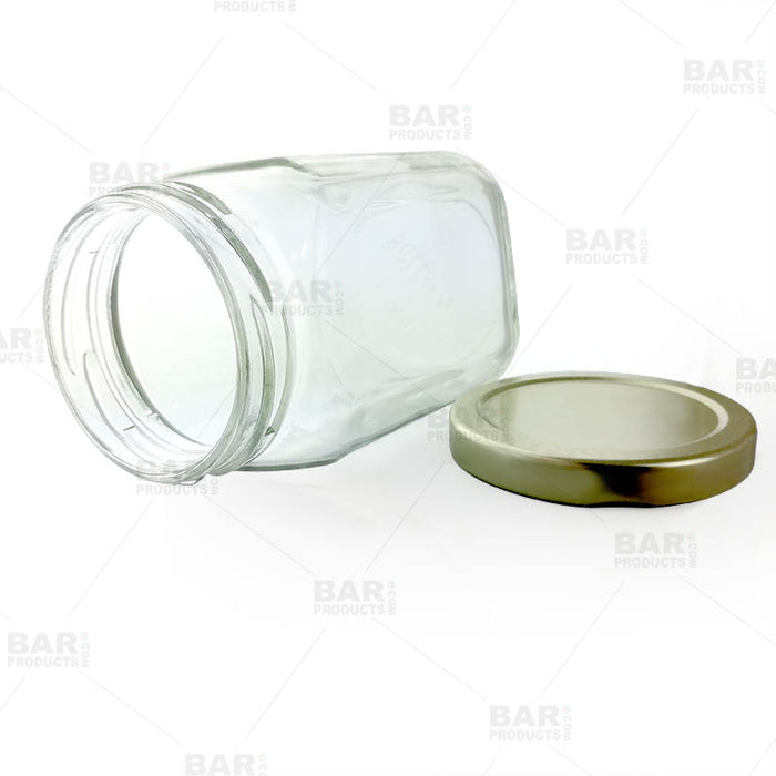 10 oz (292 ml) Victorian Square Glass Jar with White Lid